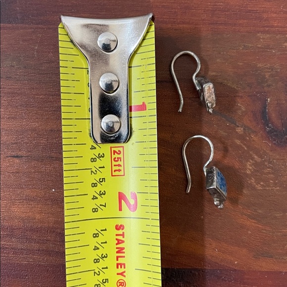 Vintage Blue Soladite Lapis Sterling Silver 925 Southwest Stud Earring Leverback - Picture 2 of 3